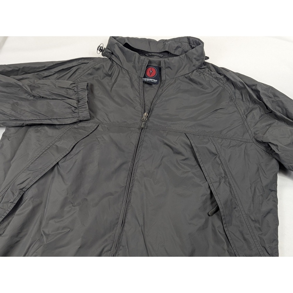 SCOTTeVEST SeV‎ Mens XL TEC Jacket Gray Hooded Windbreaker Travel Rain